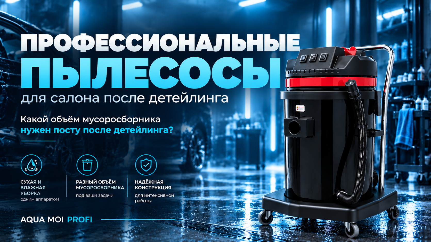 Профессиональные пылесосы для салона после детейлинга: какой объём мусоросборника нужен посту